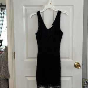 Black cocktail dress five lush size small lace appliqué